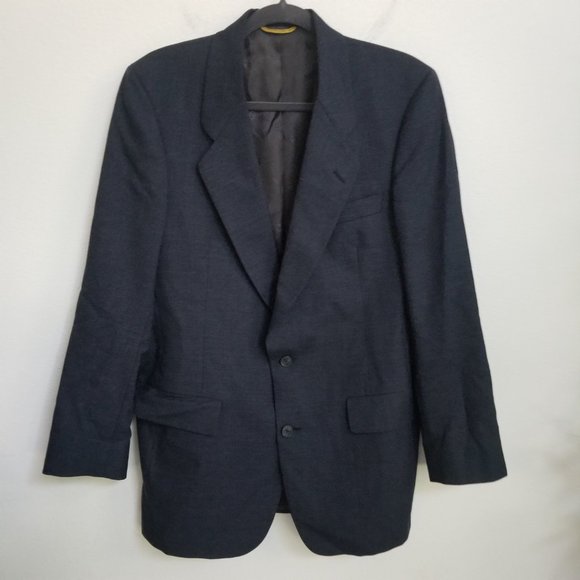 Vintage Christian Dior Dark Blue Navy Sports Coat Pure Virgin Wool Medium - Picture 2 of 6